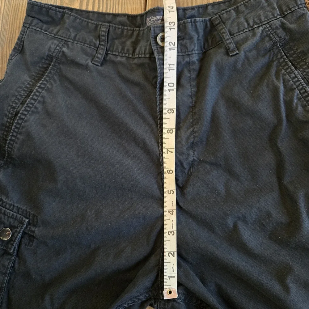 Levi Strauss &‎ Co Shorts Mens 30 Black Cargo Multi Pocket Workwear Cotton Faded